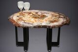 Wide Brilliant Red and White Petrified Wood Table #344144-1